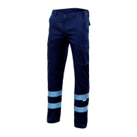 CALÇA MULTIBOLSOS C/ FITA REFL 103014S AZUL ESCURO